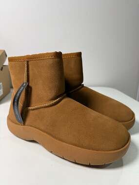 Athlefit Womens Winter Platform Flat Bottom Boot Cognac New Size 8